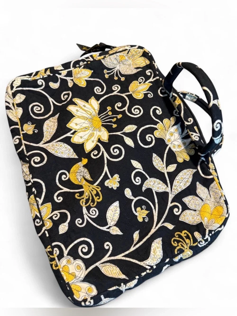 Vera Bradley Black Yellow Floral Quilted laptop case